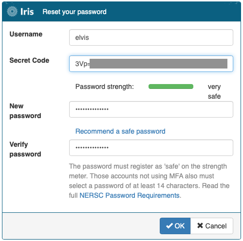 Iris: Reset your password