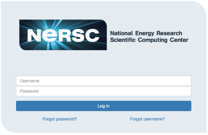 NERSC login page