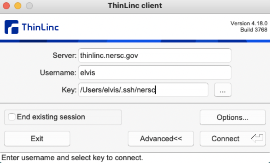 ThinLinc example logging in with ssh keys