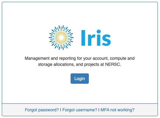 Iris login page