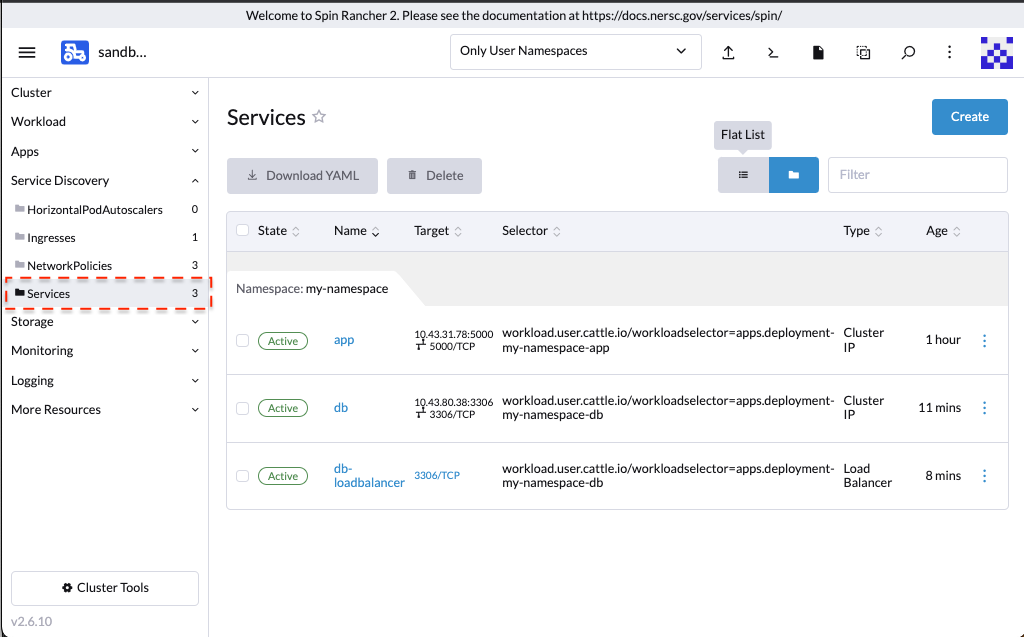 Loadbalancers are located under Service Discovery > Services